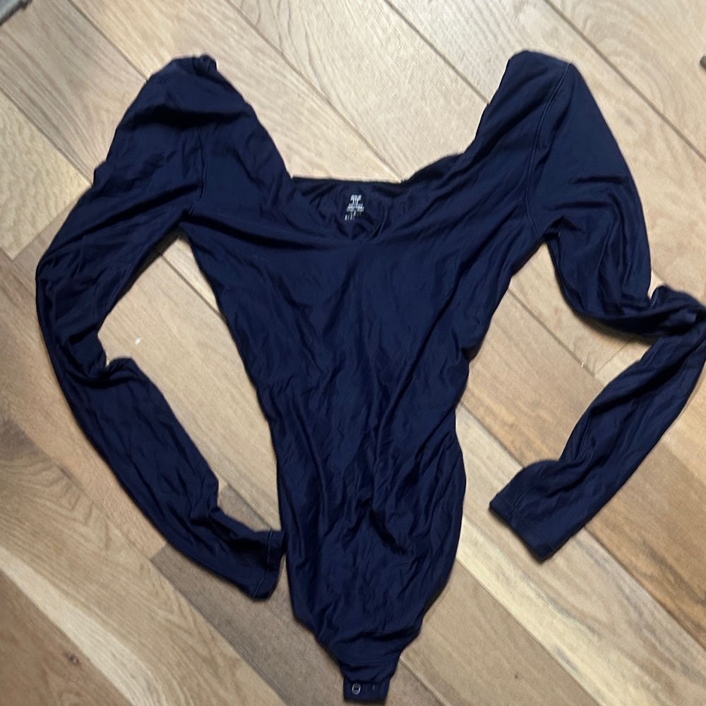 Aerie Navy Long Sleeve Bodysuit